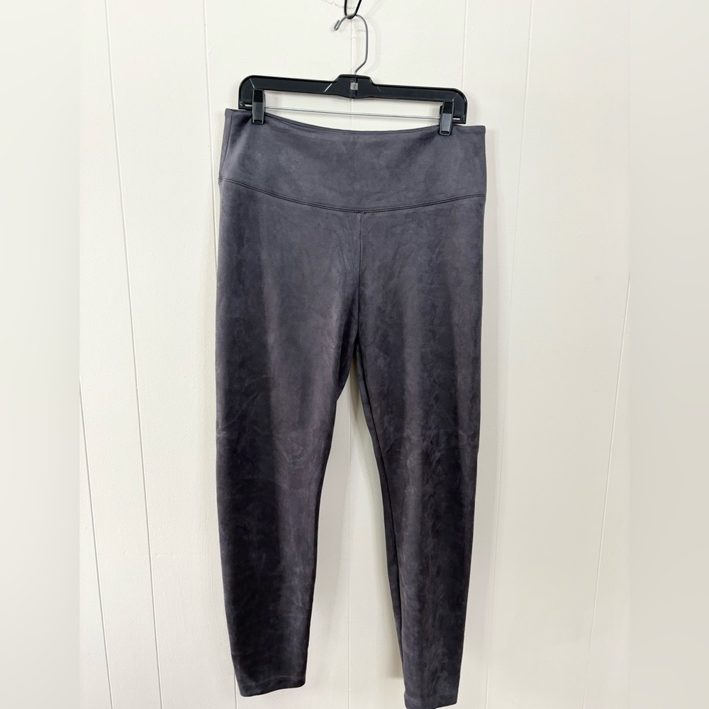 White House Black Market grey purple runway legging faux suede size 16